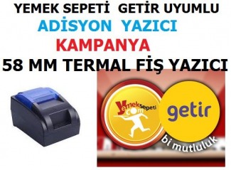 Getir Ve Yemeksepeti Bayileri Için Sipariş Adisyon Adres Fiş 58 Mm Termal Yazıcı